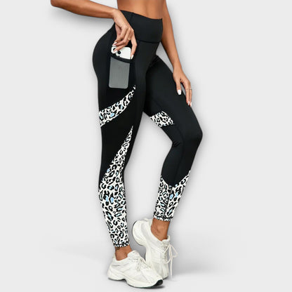 Pantalones de entrenamiento de talle alto con estampado de leopardo