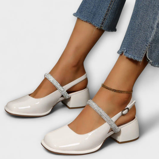 Celandra - Mary Janes con tiras brillantes y tacón bloque