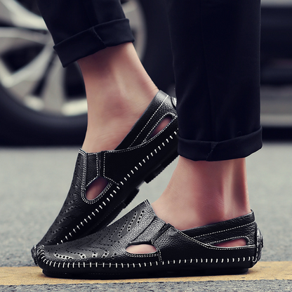 Sandalias de piel con tiras