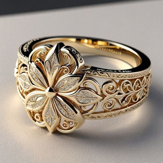 Valeria | Anillo De Oro Floral Elegante