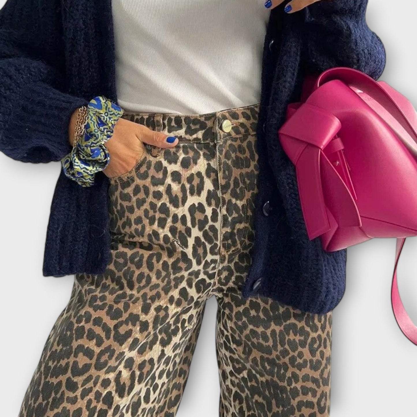 Chandra - Jeans Vintage con Estampado de Leopardo