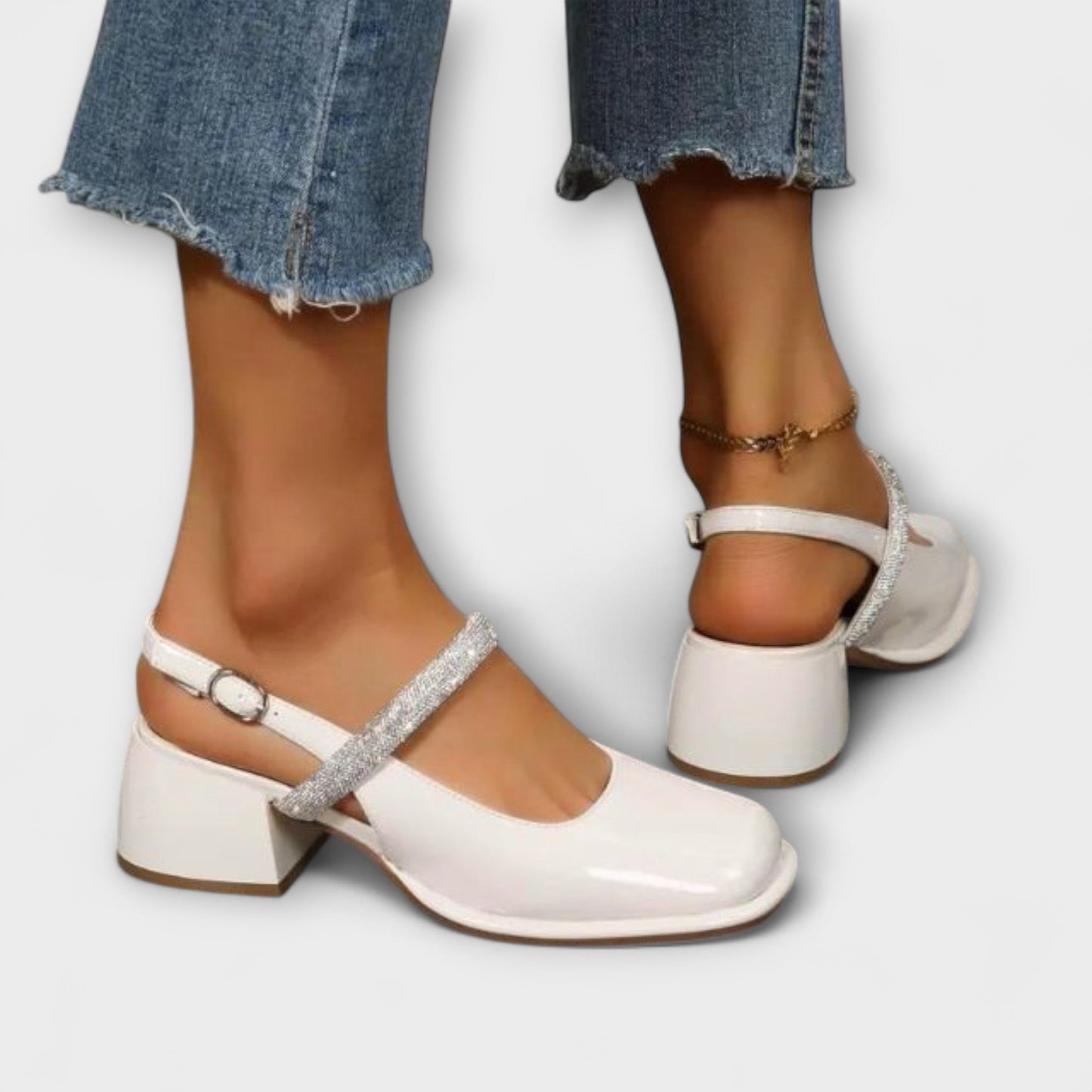 Celandra - Mary Janes con tiras brillantes y tacón bloque